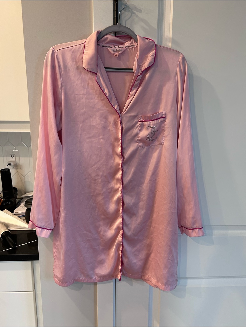 Juicy Couture Pink Satin Nightgown Sleep Dress Loungewear Sleepwear Y2K Style